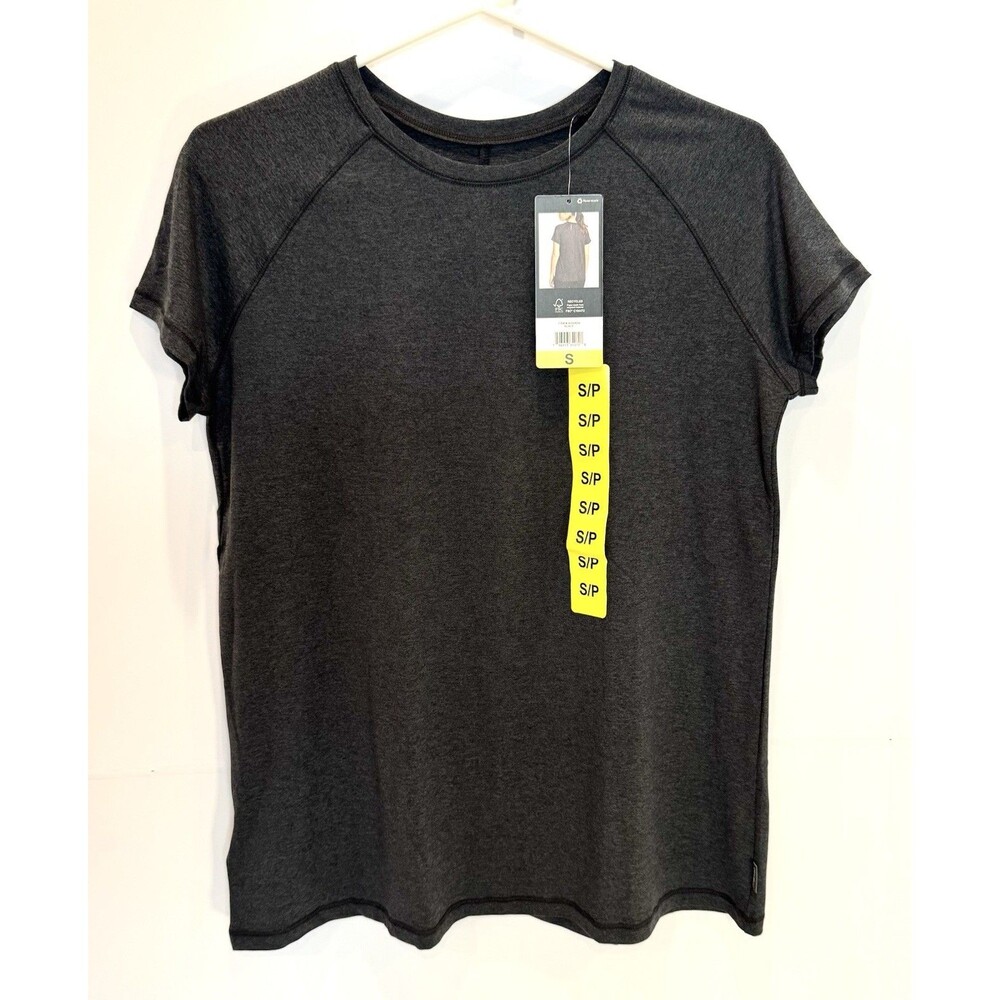 Eddie Bauer Active Tee Womens S Small Dark Gray Short Sleeve Stretch T Shirt NWT